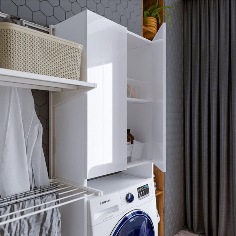 Шкаф-пенал Бриклаер Хелена 64 над стиральной машиной, цвет белый глянец - фото 1