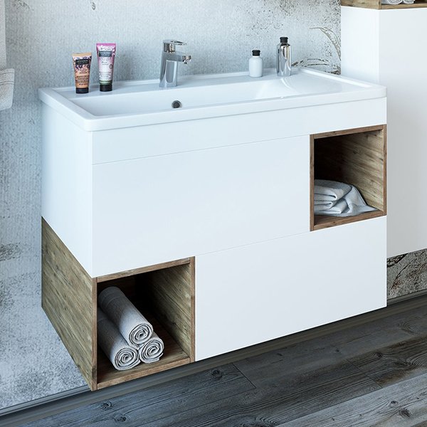Мебель для ванной Sanflor Даллас 80, цвет белый матовый / дуб рустикальный - фото 1
