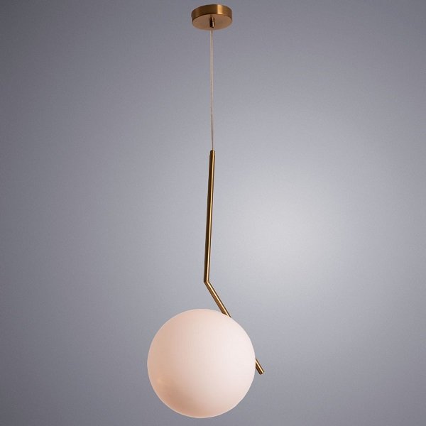 Подвесной светильник Arte Lamp Bolla-Unica A1922SP-1AB, арматура бронза, плафон стекло белое, 30х30 см - фото 1