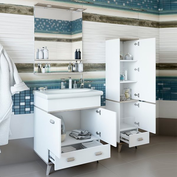 Мебель для ванной Sanflor Бруно 70, цвет белый матовый / орегон - фото 1