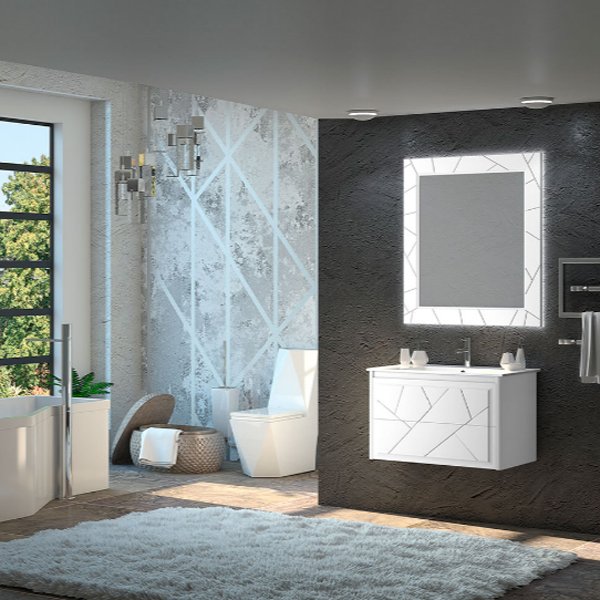 Зеркало Опадирис Луиджи 90x100, с подсветкой, цвет белый матовый - фото 1