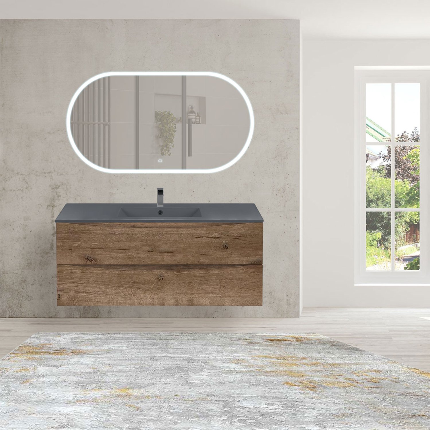 Мебель для ванной Vincea Mia 120, под фарфоровую раковину, цвет винтажный дуб - фото 1