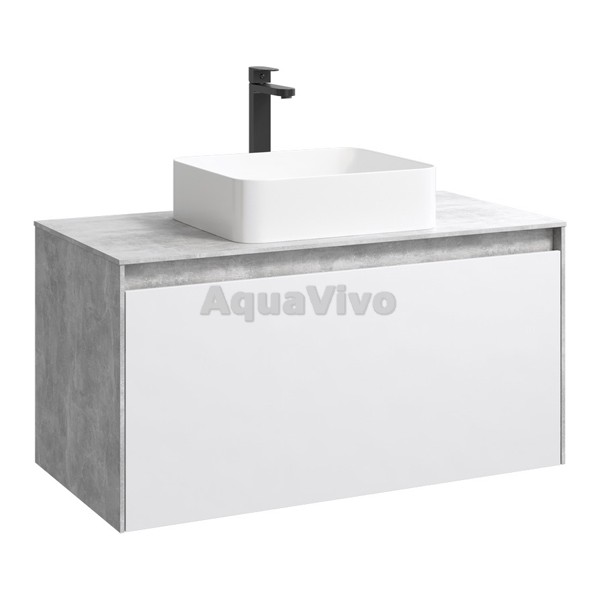 Мебель для ванной Aqwella Mobi 100, цвет бетон светлый/белый