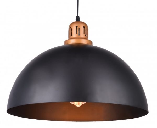 Подвесной светильник Arte Lamp Eurica A4249SP-1BK, арматура черная / медь, плафон металл черный, 40х40 см