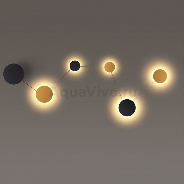 Настенный светильник Odeon Light Galaxy 4211/51WL, арматура золото / черный, плафоны металл золото / черный, 220х65 см - фото 1