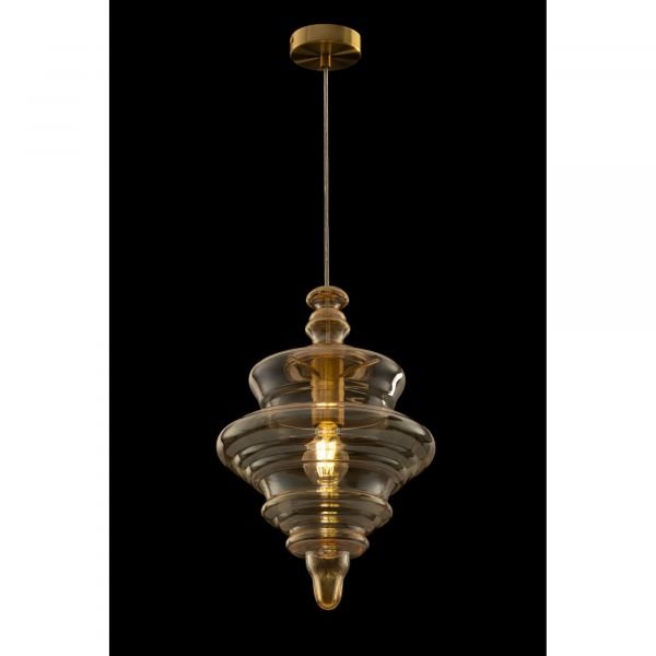 Подвесной светильник Maytoni Trottola P057PL-01BS, арматура бронза, плафон стекло янтарное