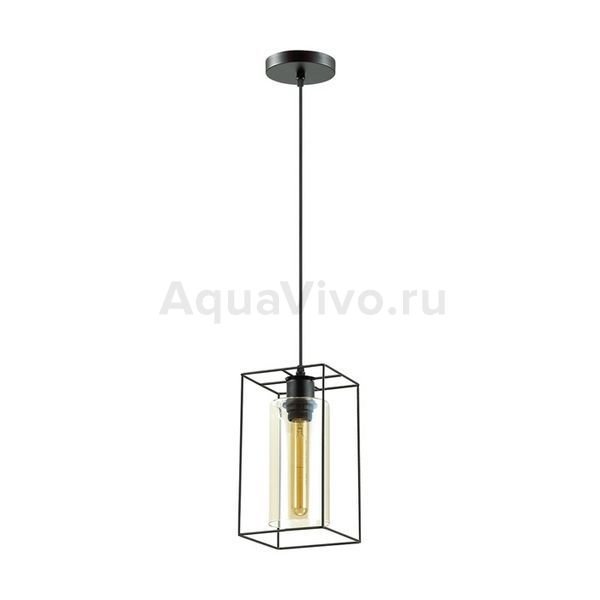 Подвесной светильник Lumion Elliot 3728/1, арматура цвет черный, плафон/абажур стекло/металл, цвет прозрачный/черный