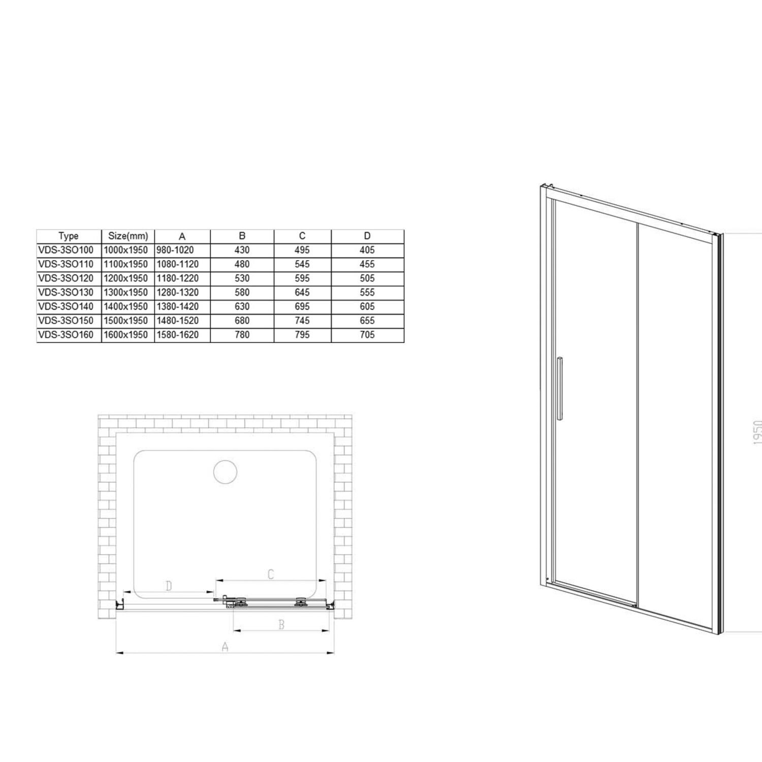 Душевая дверь Vincea Soft VDS-3SO 140x195, стекло прозрачное, профиль хром