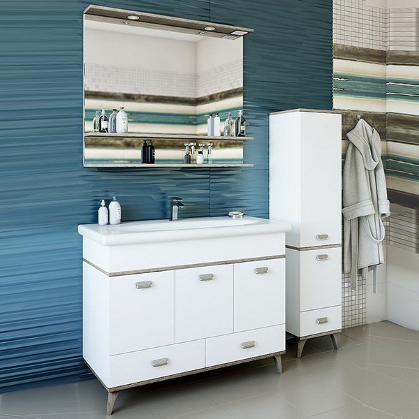 Мебель для ванной Sanflor Бруно 105, цвет белый матовый / орегон