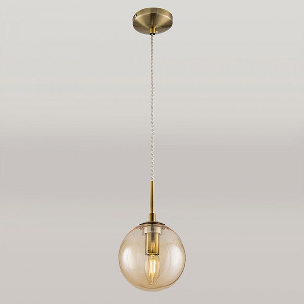 Подвесной светильник Citilux Томми CL102013, арматура бронза, плафон стекло бежевое, 15х15 см - фото 1
