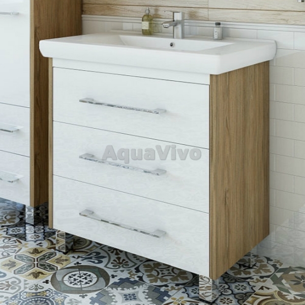 Мебель для ванной Sanflor Ларго 80, напольная, цвет Швейцарский Вяз/белый - фото 1