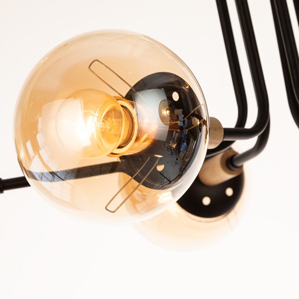 Подвесная люстра Arte Lamp Oxford A2716PL-6BK, арматура черная, плафоны стекло коричневое, 78х78 см - фото 1