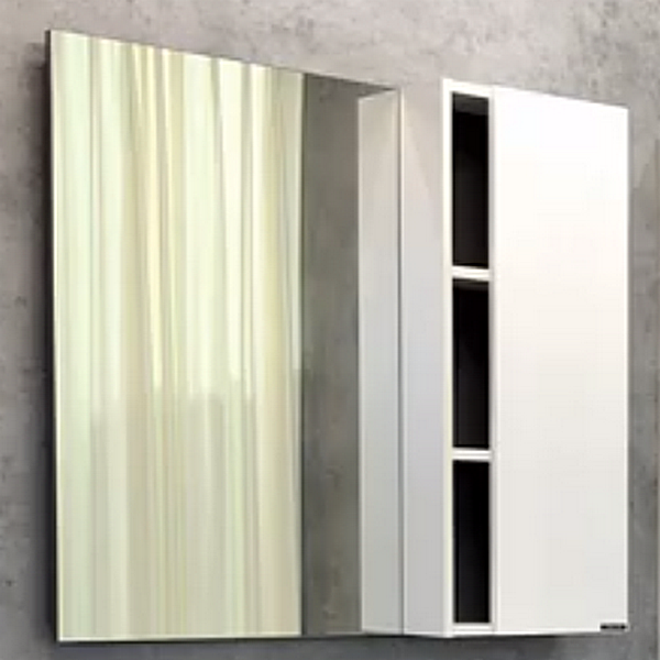 Шкаф-зеркало Comforty Милан 90, правый, цвет белый глянец