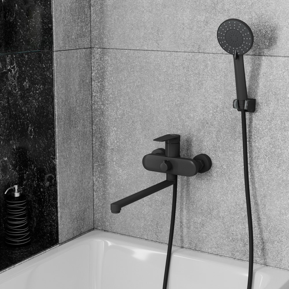 Смеситель D&K Bayern Furth DA1523305 для ванны с душем, цвет черный - фото 1