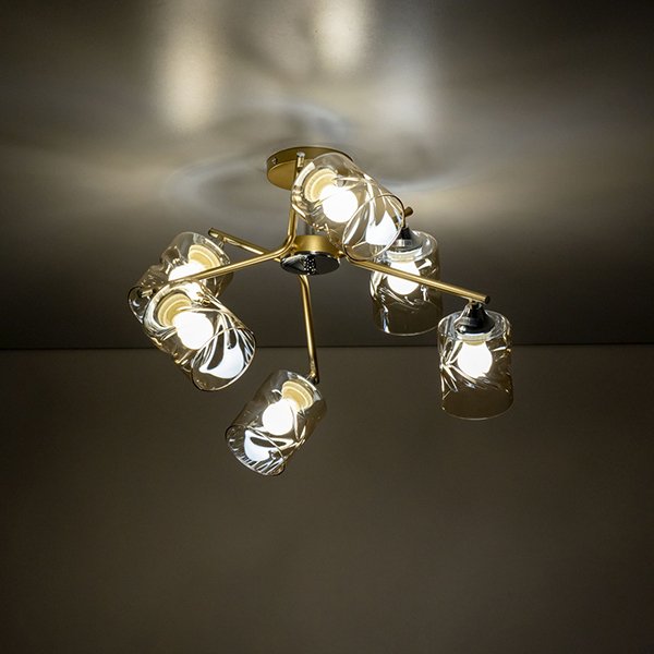 Потолочная люстра Citilux Клод CL137162, арматура золото, плафоны стекло бежевое, 62х62 см