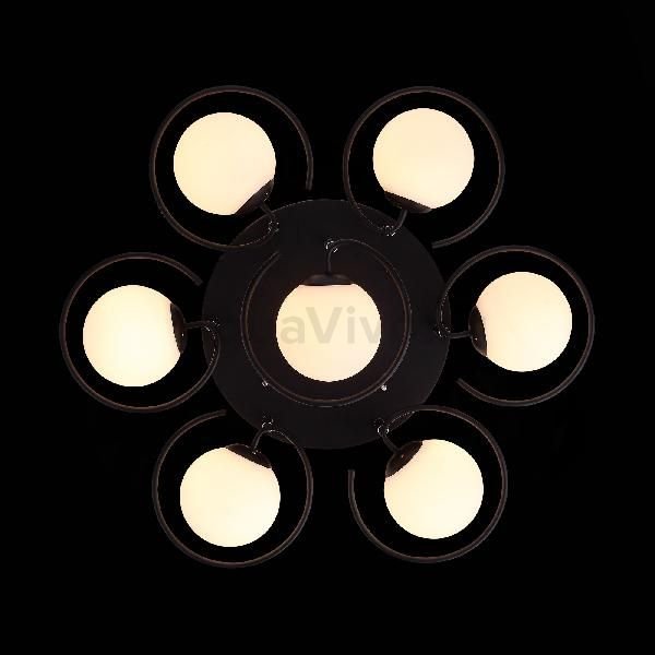 Потолочная люстра ST Luce Galio SL418.402.07, арматура металл, цвет черный, плафон стекло, цвет белый - фото 1