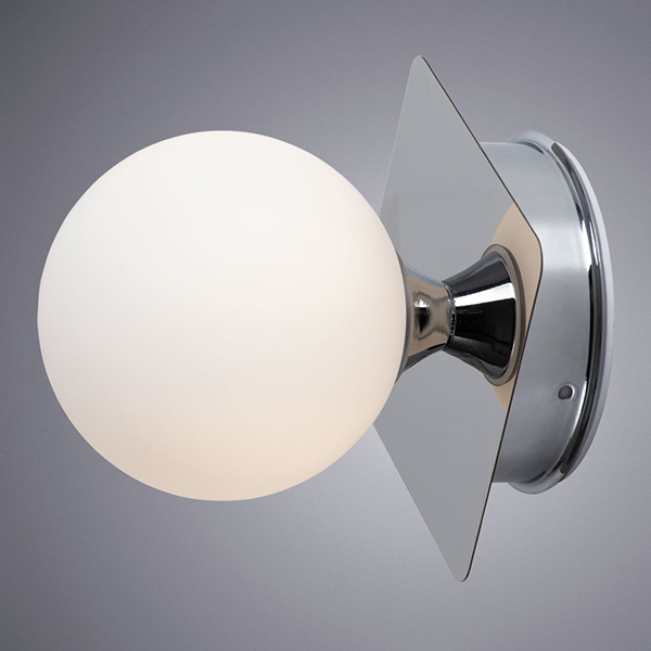 Настенный светильник Arte Lamp Aqua-Bolla A5663AP-1CC, арматура хром, плафон стекло белое, 10х14 см