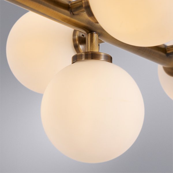 Подвесная люстра Arte Lamp Bolla-Piccolo A3988SP-16AB, арматура бронза, плафоны стекло белое, 92х28 см