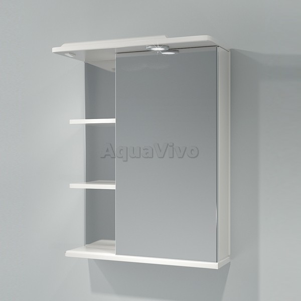 Шкаф-зеркало Какса-А Грация 55, с подсветкой, правый, цвет белый