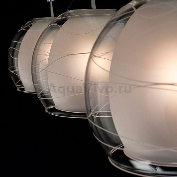 Подвесной светильник Citilux Буги CL157132, арматура хром, плафоны стекло белое / прозрачное, 59х15 см