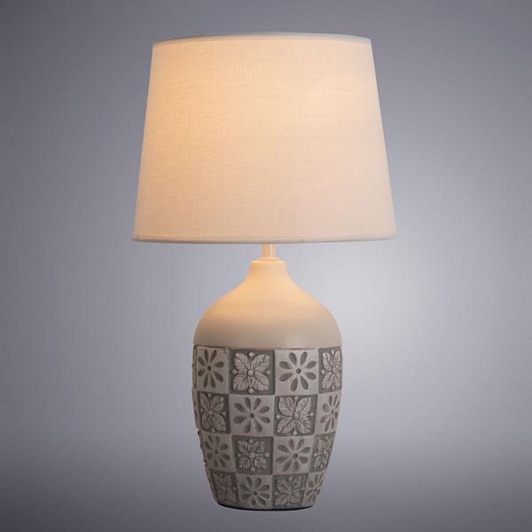 Настольная лампа Arte Lamp Twilly A4237LT-1GY, арматура серая, плафон ткань белая, 25х25 см - фото 1