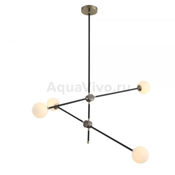 Подвесной светильник ST Luce Bastoncino SL429.403.04, арматура металл, цвет черный, золото, плафон стекло, цвет белый