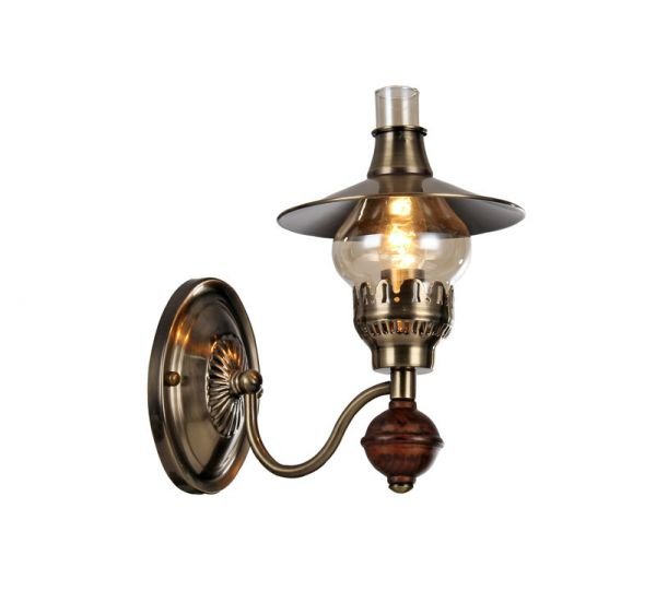Бра Arte Lamp Trattoria A5664AP-1AB, арматура цвет бронза/коричневый, плафон/абажур стекло/металл, цвет прозрачный/коричневый