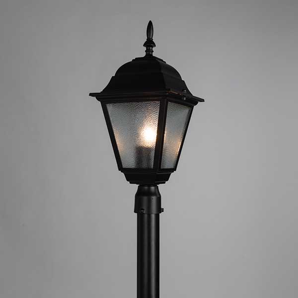 Наземный светильник Arte Lamp Bremen A1016PA-1BK, арматура черная, плафон стекло прозрачное, 15х15 см - фото 1