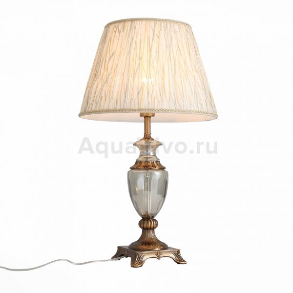 Прикроватная лампа ST Luce Assenza SL966.304.01, арматура металл / стекло, цвет бронза, плафон текстиль, цвет бежевый