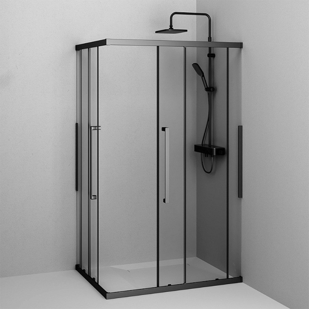 Душевой уголок AM.PM Func Square Slide 120х90, стекло прозрачное, профиль черный матовый - фото 1