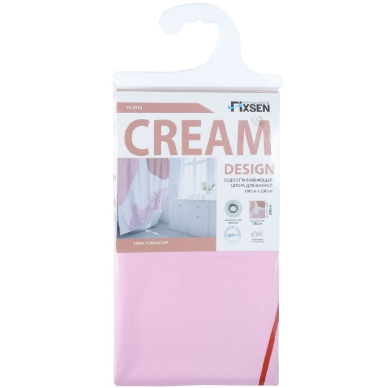 Штора для ванной Fixsen Cream FX-2514, 180x200, цвет белый / розовый