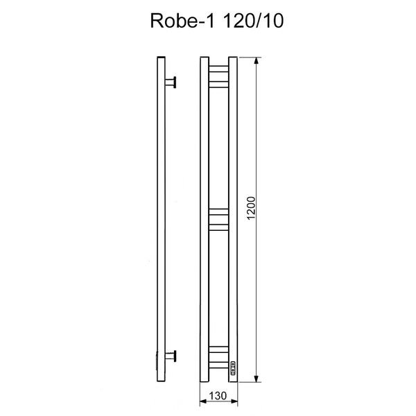 Полотенцесушитель Ника Robe-1 120x10 электрический, правый, цвет черный матовый