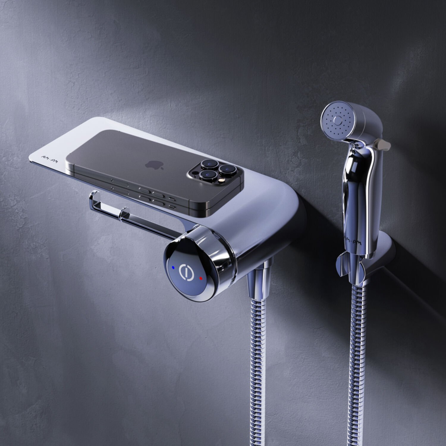 Гигиенический душ AM.PM X-Joy TouchReel F0H85A800, со встраиваемым смесителем, полкой, держателем туалетной бумаги, цвет хром - фото 1