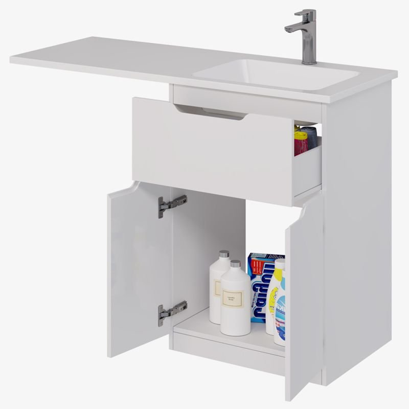 Мебель для ванной Dreja Vega 60, с 1 ящиком и дверцами, цвет белый глянец - фото 1