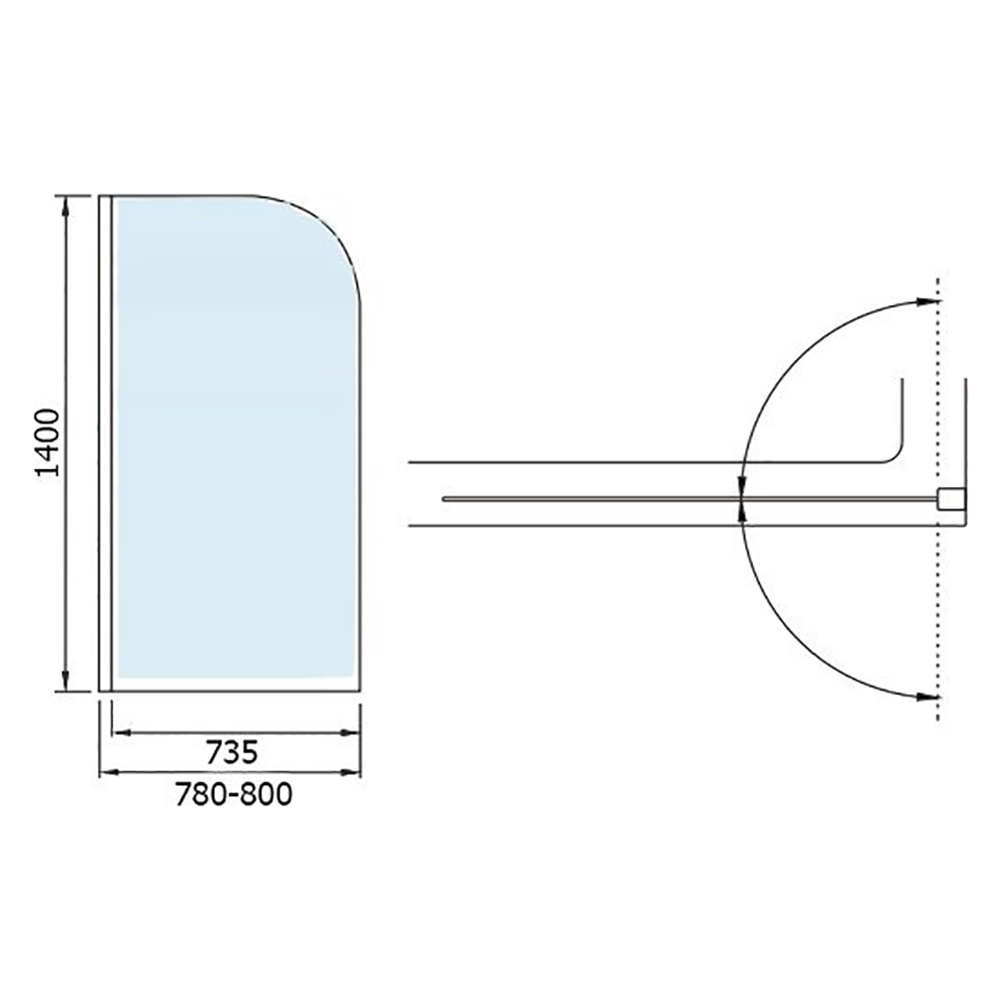 Шторка на ванну Weltwasser WW100 100T1-80 80x140, стекло прозрачное, профиль хром - фото 1