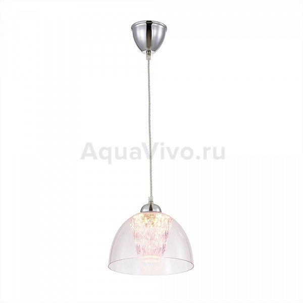 Подвесной светильник Citilux Топаз CL717114, арматура хром, плафон стекло / полимер прозрачный / фиолетовый, 23х23 см