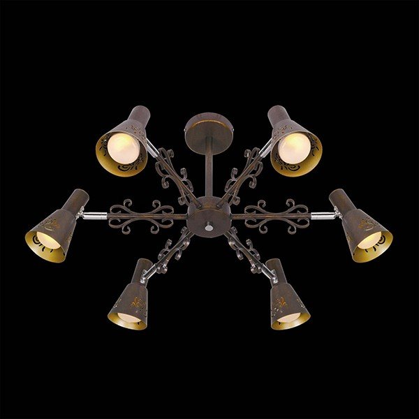Потолочная люстра Citilux Дункан CL529161, арматура венге, плафоны металл коричневый / золото, 60х60 см 