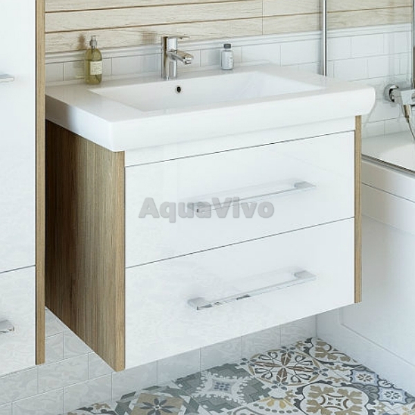 Мебель для ванной Sanflor Ларго 80, подвесная, цвет швейцарский Вяз / белый