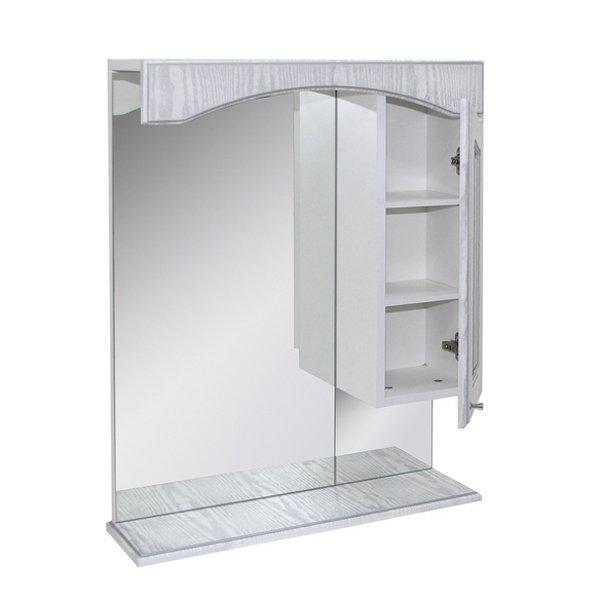 Шкаф-зеркало Mixline Крит 55, цвет белый с серебряной патиной