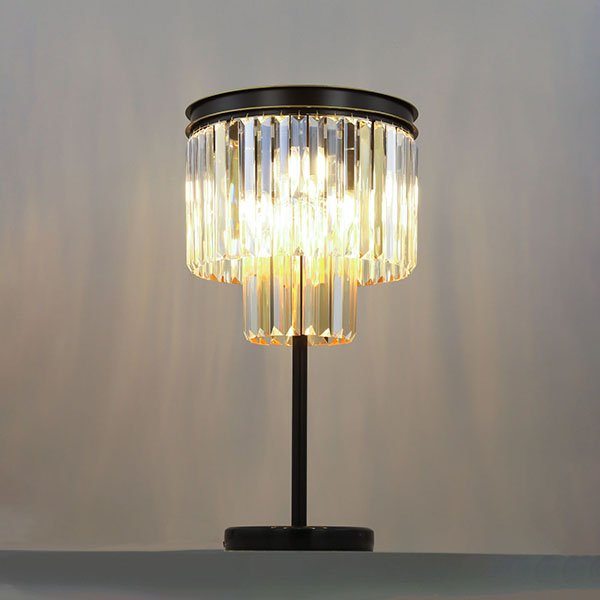 Настольная лампа Citilux Мартин CL332862, арматура коричневая, плафон хрусталь бежевый, 36х36 см