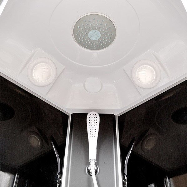 Душевая кабина Deto L 810 Black 100x100, стекло матовое с узором, профиль хром глянцевый, с гидромассажем - фото 1