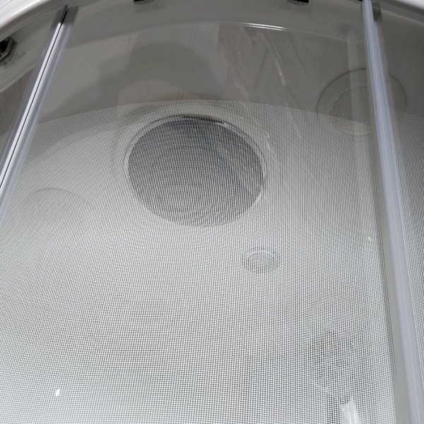 Душевая кабина Deto DM2090 90x90, стекло прозрачное с рисунком, профиль белый, с гидромассажем, с сенсорным управлением, с крышей - фото 1
