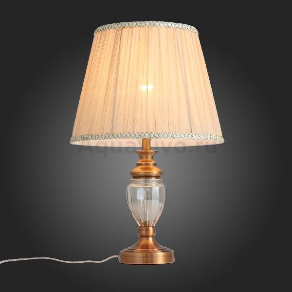 Прикроватная лампа ST Luce Vezzo SL965.304.01, арматура металл / стекло, цвет бронза, плафон текстиль, цвет бежевый - фото 1
