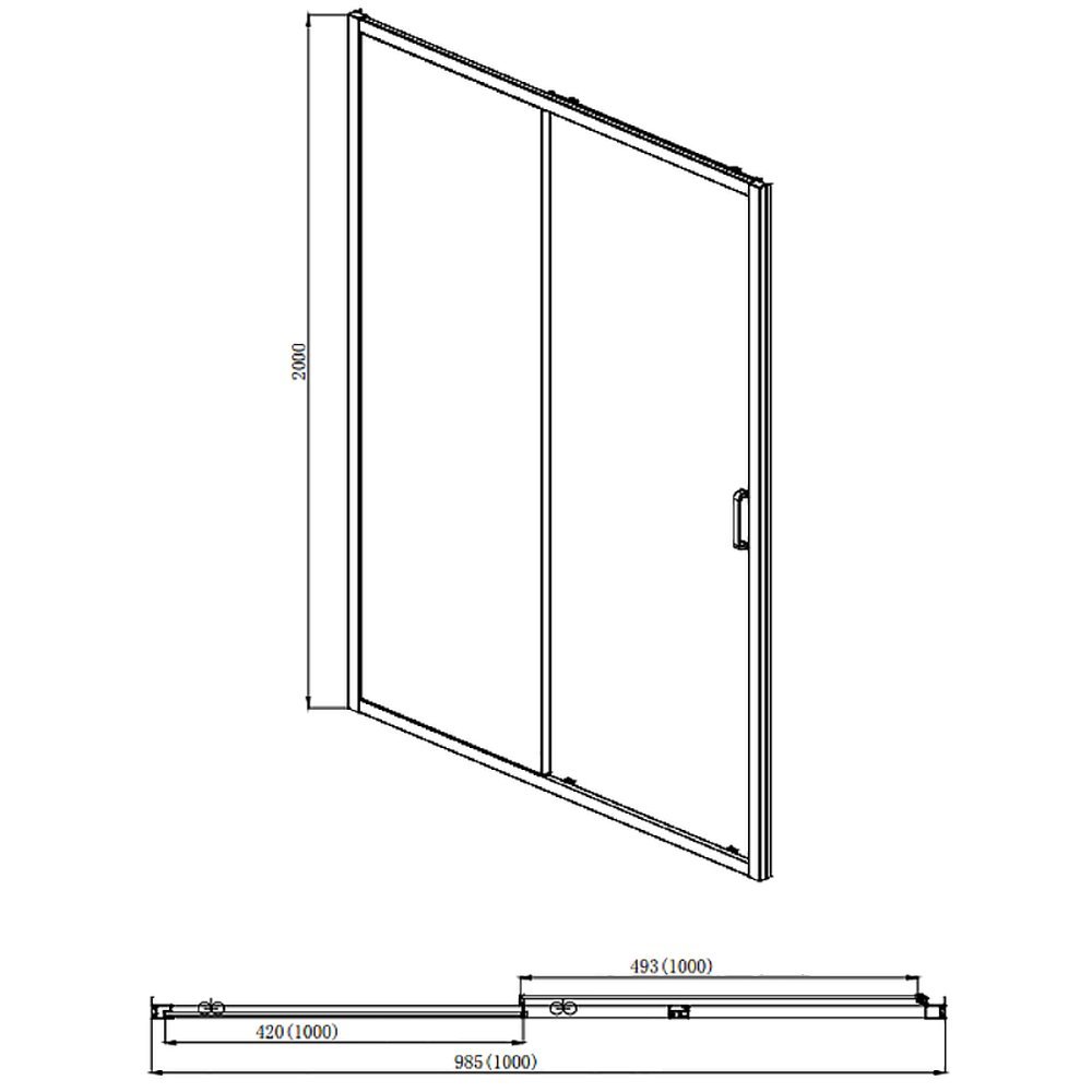 Душевая дверь Акватек Ария AQ ARI RA 10020BL 100x200, стекло прозрачное, профиль черный - фото 1