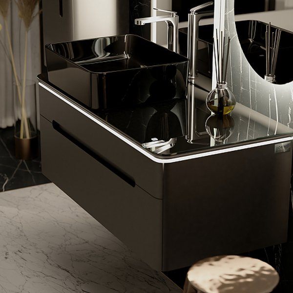 Мебель для ванной Jorno Shine 100, с МФУ, цвет антрацит - фото 1