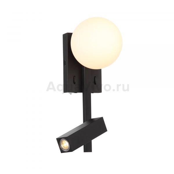 Настенный светильник ST Luce Botelli SL1581.401.02, арматура металл, цвет черный, плафон стекло, цвет белый
