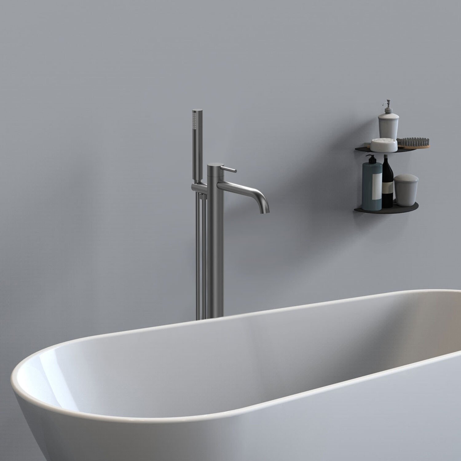 Смеситель Vincea Desire VTF-1DGM для ванный с душем, напольный, цвет вороненая сталь - фото 1