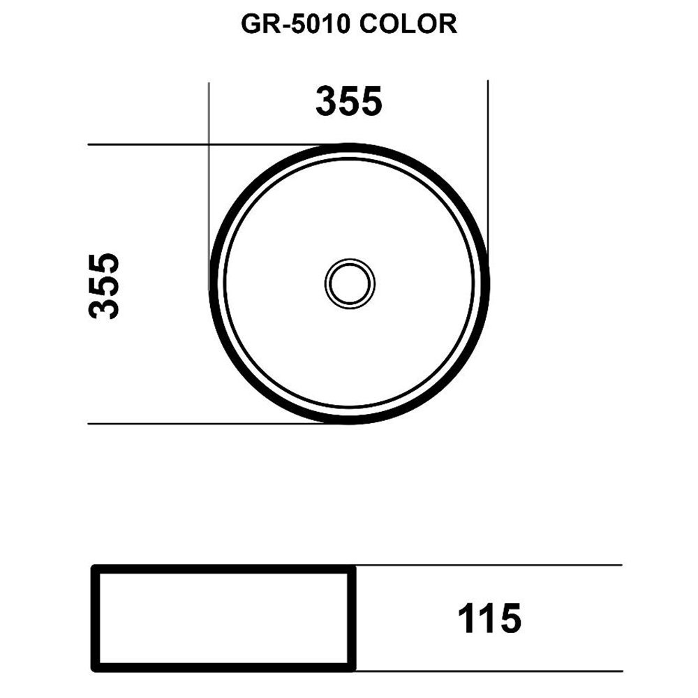 Раковина Grossman GR-5010 SBR накладная, 36x36 см, цвет серебро / черный - фото 1