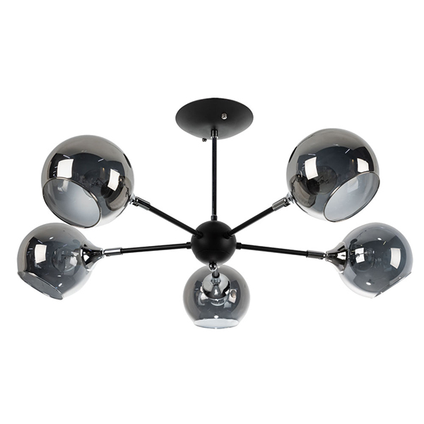 Подвесная люстра Arte Lamp Lagos A2708PL-5BK, арматура черная, плафоны стекло дымчатое, 75х75 см