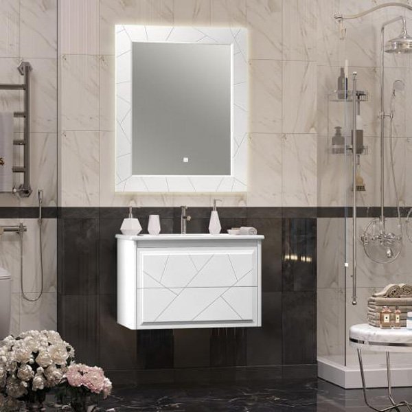 Зеркало Опадирис Луиджи 80x100, с подсветкой, цвет белый матовый
